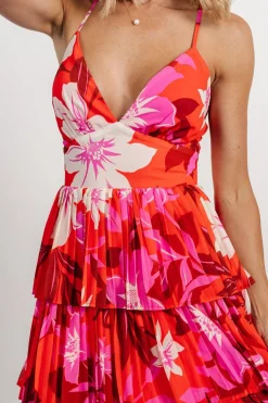 Baltic Born Capriana Tiered Maxi Dress | Red Multi