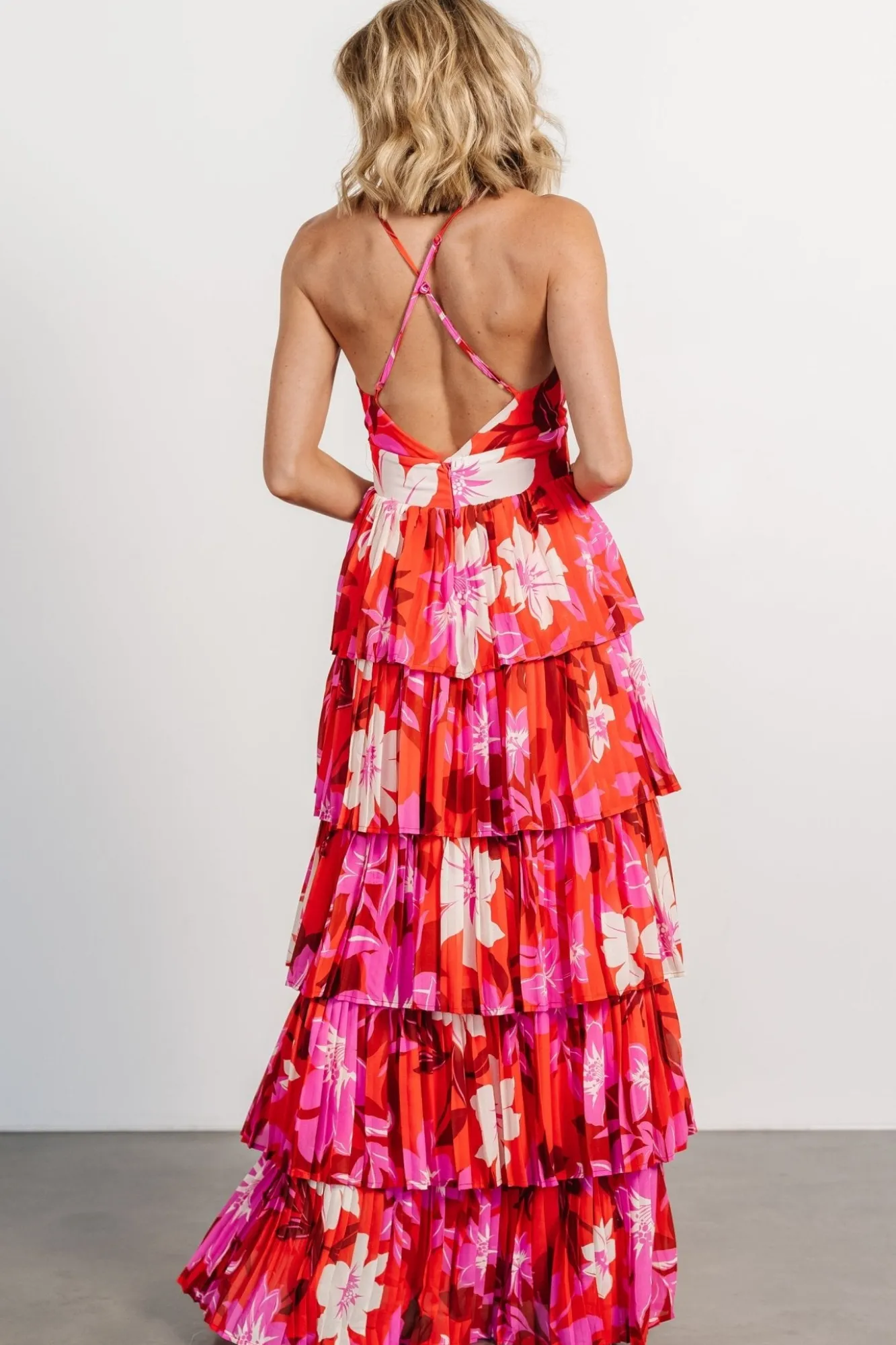 Baltic Born Capriana Tiered Maxi Dress | Red Multi