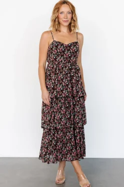 Baltic Born Caprice Tiered Dress | Black Floral