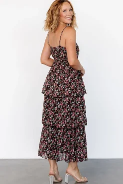Baltic Born Caprice Tiered Dress | Black Floral