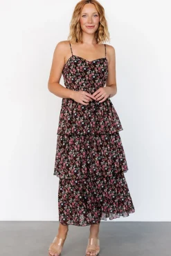 Baltic Born Caprice Tiered Dress | Black Floral
