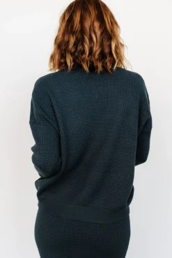 Baltic Born Carey Waffle Sweater | Midnight Blue