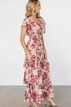 Baltic Born Carina Off Shoulder Maxi Dress | Nude + Rose
