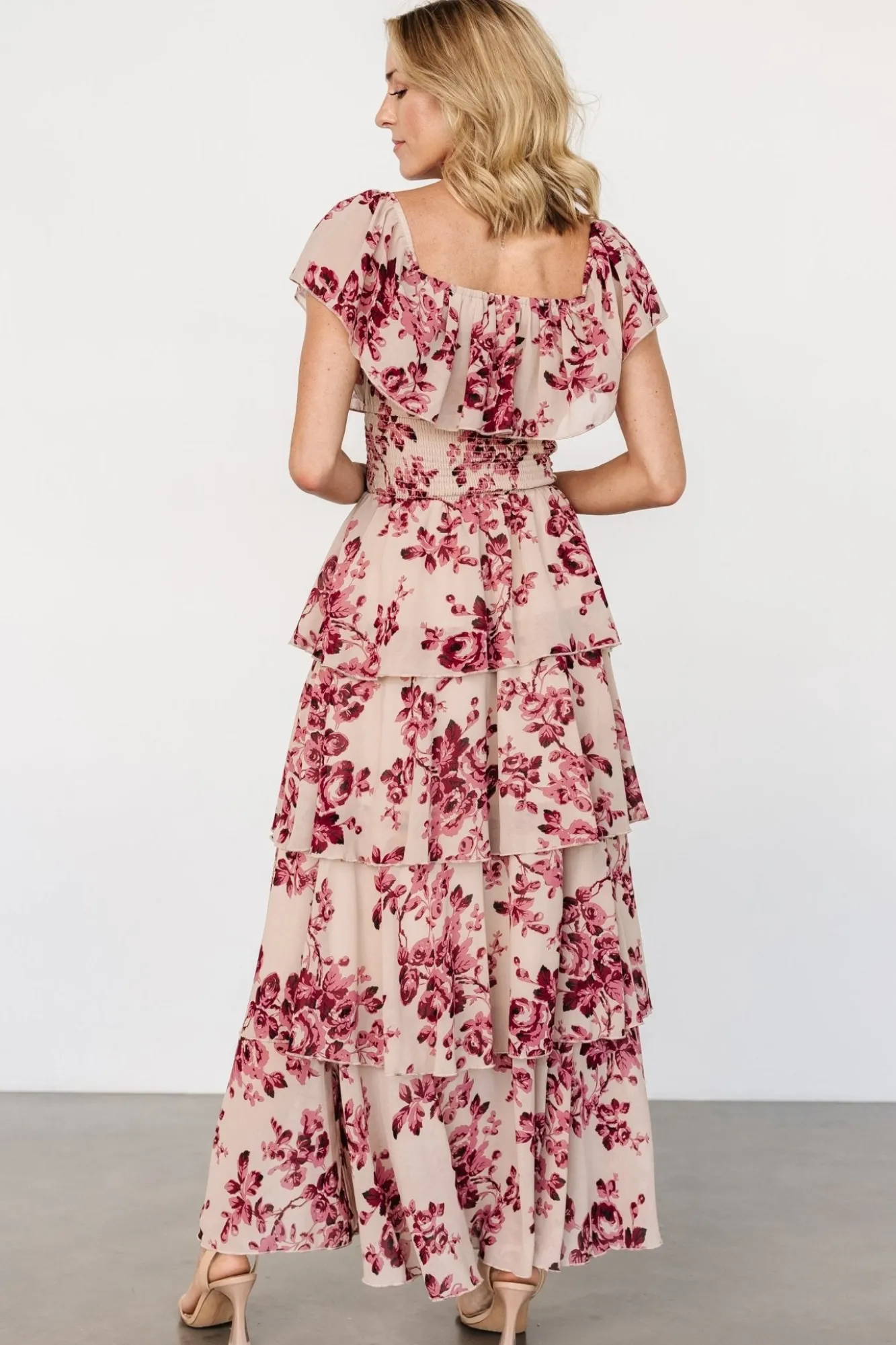 Baltic Born Carina Off Shoulder Maxi Dress | Nude + Rose