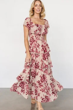 Baltic Born Carina Off Shoulder Maxi Dress | Nude + Rose