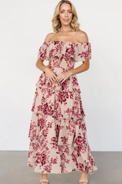 Baltic Born Carina Off Shoulder Maxi Dress | Nude + Rose