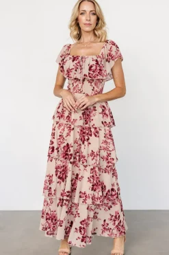 Baltic Born Carina Off Shoulder Maxi Dress | Nude + Rose