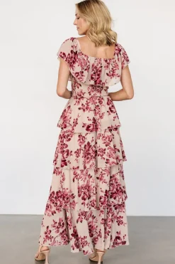 Baltic Born Carina Off Shoulder Maxi Dress | Nude + Rose