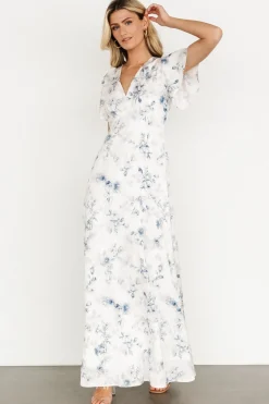 Baltic Born Carmen Maxi Dress | Off White + Blue Floral