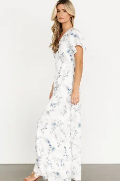Baltic Born Carmen Maxi Dress | Off White + Blue Floral
