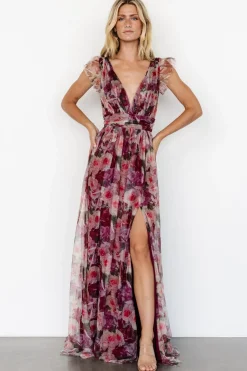 Baltic Born Carmine Maxi Dress | Wine Floral