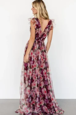Baltic Born Carmine Maxi Dress | Wine Floral