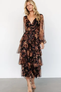 Baltic Born Carolina Tulle Tiered Maxi Dress | Caramel Floral