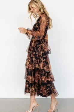 Baltic Born Carolina Tulle Tiered Maxi Dress | Caramel Floral