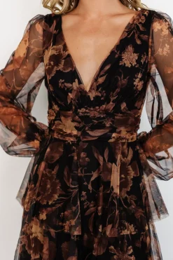 Baltic Born Carolina Tulle Tiered Maxi Dress | Caramel Floral