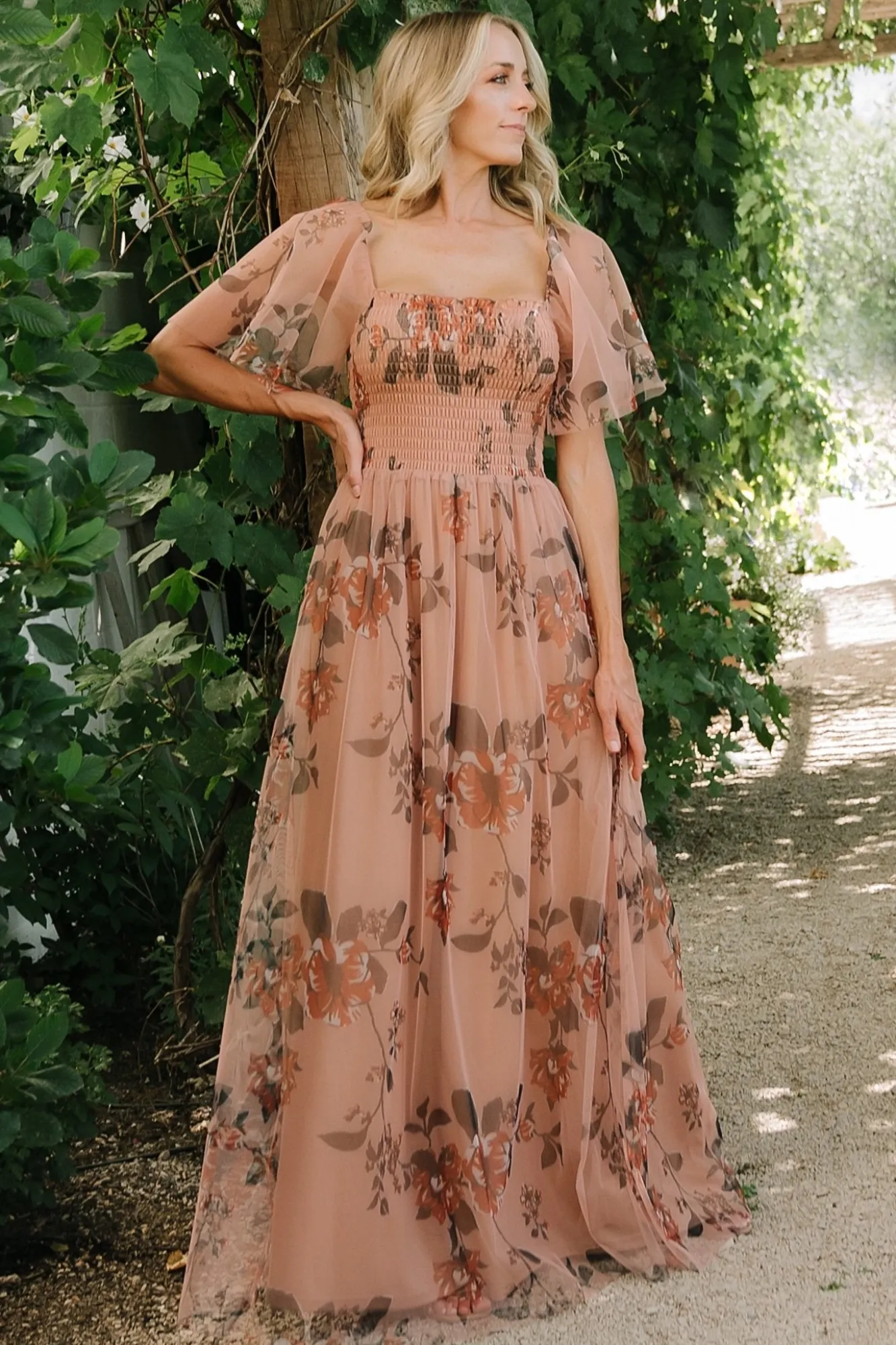 Baltic Born Cassandra Tulle Maxi Dress | Copper Floral