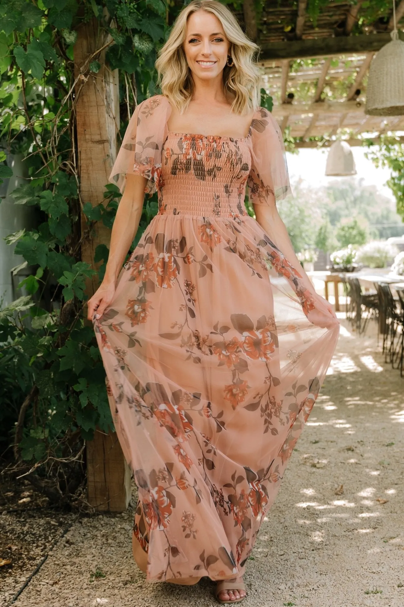 Baltic Born Cassandra Tulle Maxi Dress | Copper Floral