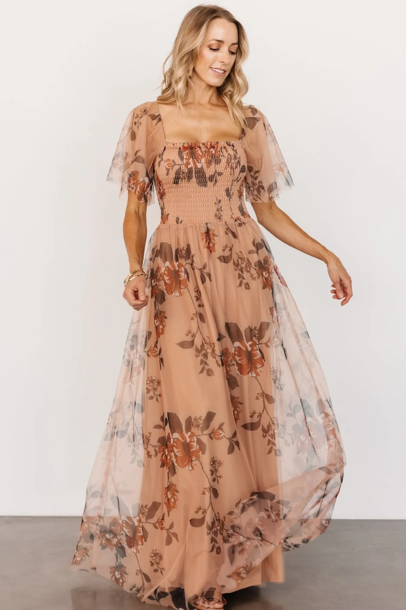 Baltic Born Cassandra Tulle Maxi Dress | Copper Floral