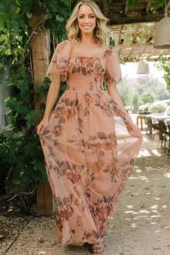 Baltic Born Cassandra Tulle Maxi Dress | Copper Floral