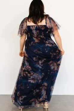 Baltic Born Cassandra Tulle Maxi Dress | Dark Blue Floral