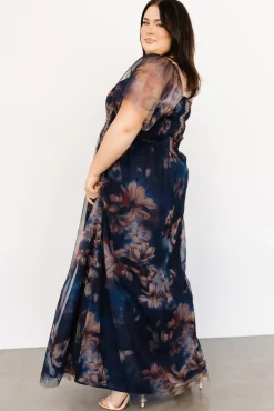 Baltic Born Cassandra Tulle Maxi Dress | Dark Blue Floral