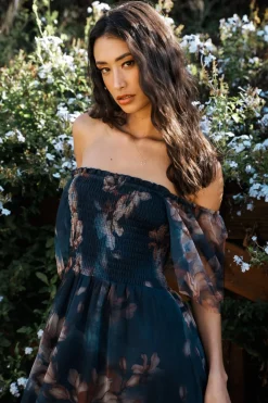 Baltic Born Cassandra Tulle Maxi Dress | Dark Blue Floral