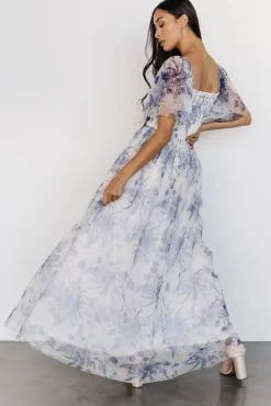Baltic Born Cassandra Tulle Maxi Dress | Blue + White Floral