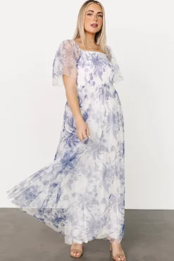 Baltic Born Cassandra Tulle Maxi Dress | Blue + White Floral