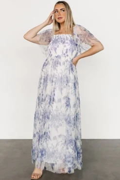 Baltic Born Cassandra Tulle Maxi Dress | Blue + White Floral