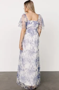 Baltic Born Cassandra Tulle Maxi Dress | Blue + White Floral
