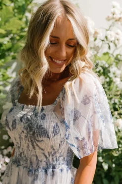 Baltic Born Cassandra Tulle Maxi Dress | Blue + White Floral