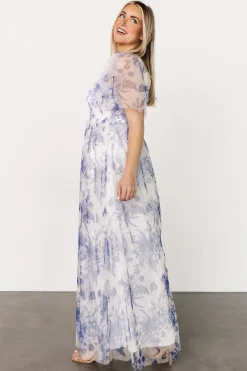 Baltic Born Cassandra Tulle Maxi Dress | Blue + White Floral