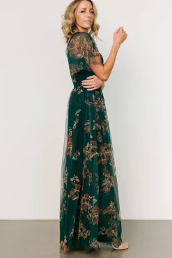 Baltic Born Cassandra Tulle Maxi Dress | Green + Bronze Floral