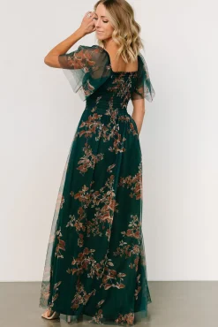 Baltic Born Cassandra Tulle Maxi Dress | Green + Bronze Floral