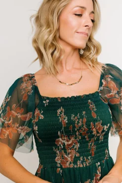 Baltic Born Cassandra Tulle Maxi Dress | Green + Bronze Floral