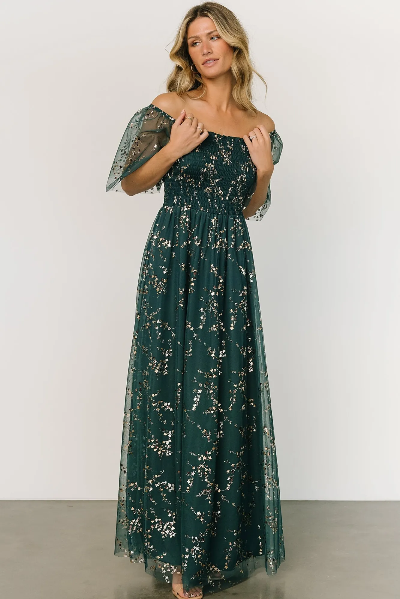 Baltic Born Cassandra Tulle Maxi Dress | Green + Gold