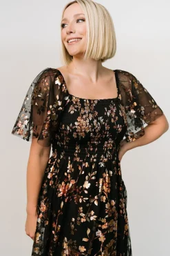 Baltic Born Cassandra Tulle Maxi Dress | Black Blossom
