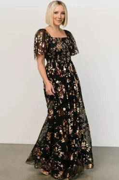 Baltic Born Cassandra Tulle Maxi Dress | Black Blossom