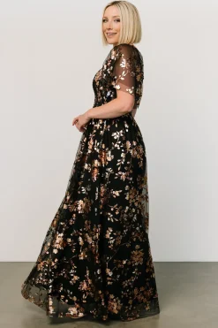 Baltic Born Cassandra Tulle Maxi Dress | Black Blossom