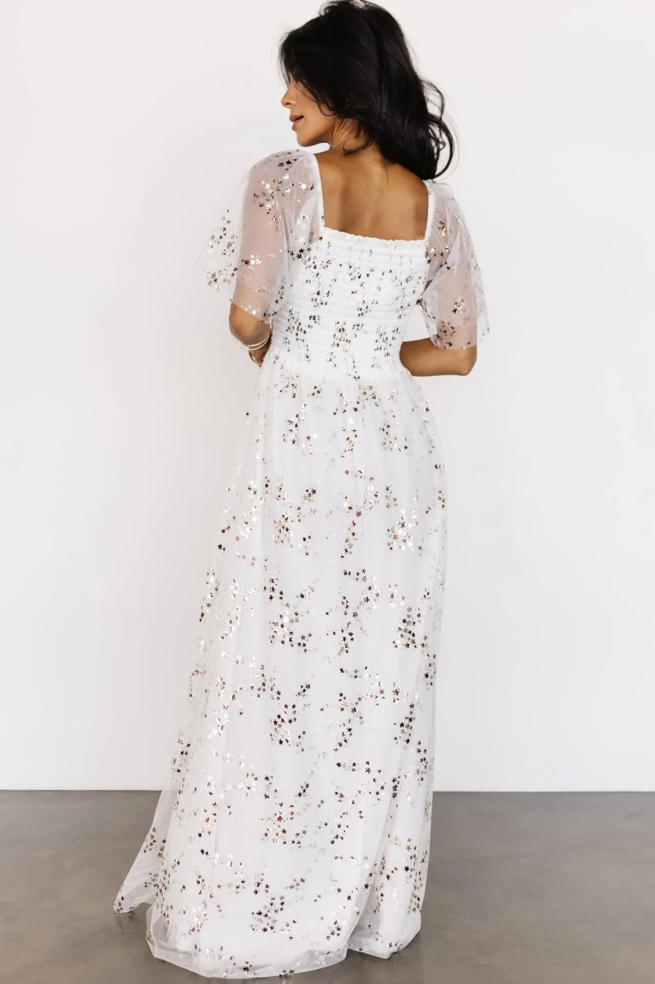 Baltic Born Cassandra Tulle Maxi Dress | Metallic White