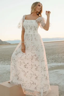 Baltic Born Cassandra Tulle Maxi Dress | Metallic White