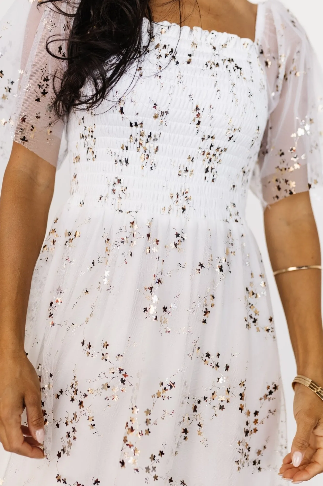Baltic Born Cassandra Tulle Maxi Dress | Metallic White