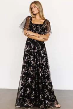 Baltic Born Cassandra Tulle Maxi Dress | Metallic Black