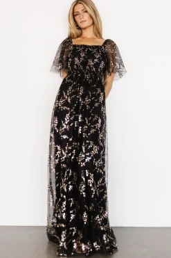 Baltic Born Cassandra Tulle Maxi Dress | Metallic Black
