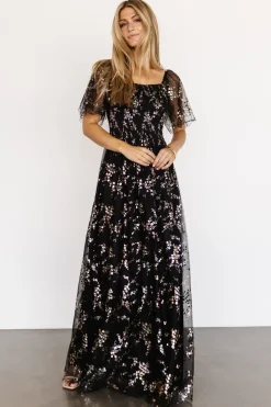 Baltic Born Cassandra Tulle Maxi Dress | Metallic Black