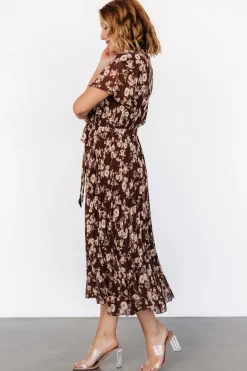 Baltic Born Cassidy Pleated Midi Dress | Brown Floral