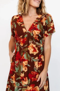 Baltic Born Cassie Short Sleeve Dress | Copper Floral