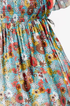 Baltic Born Cassiopeia Back Tie Mini Dress | Light Blue Multi
