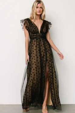Baltic Born Caterina Tulle Maxi Dress | Black + Nude