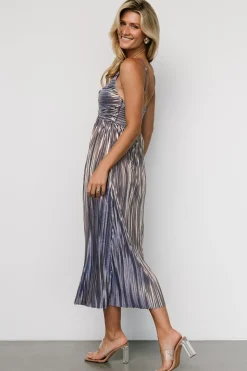 Baltic Born Cecilia Pleated Dress | Blue Shimmer
